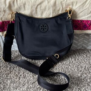 Tory Burch Black Canvas Crossbody Bag Purse ALMOST NEW!